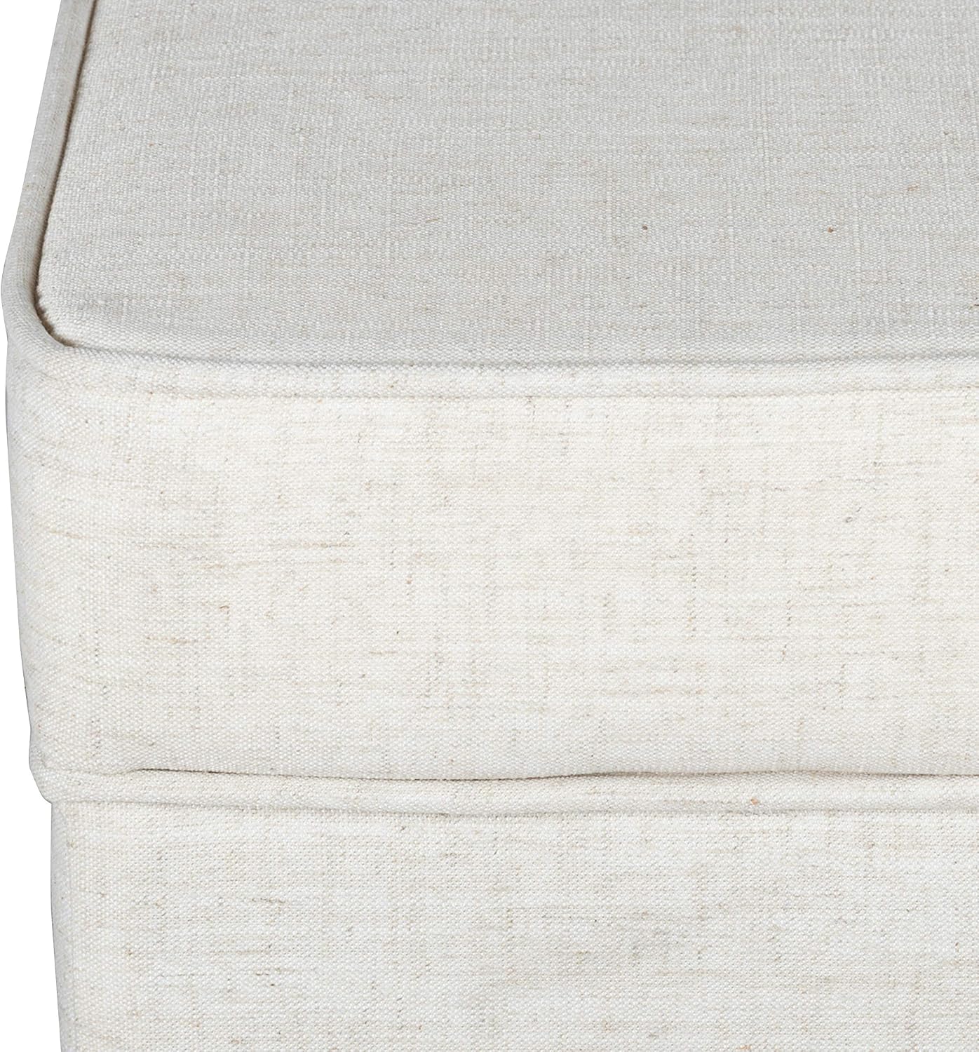 Homepop Home Decor | K7342-F2067 | Classic Square Storage Ottoman with Lift Off Lid | Ottoman with Storage for Living Room & Bedroom, Cream Woven