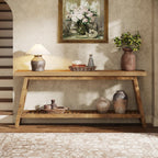 Tribesigns 70.86-Inch Console Table for Entyrway, Farmhouse 2-Tier Entry Entrance Table, Narrow Long Sofa Table Behind Couch, Light Brown