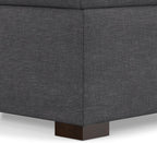SIMPLIHOME Gabbie 36" Wide Linen Look Fabric Storage Ottoman in Slate Grey | Contemporary ottoman with lift-top storage; rectangle storage bench for living room, bedroom, and entryway.