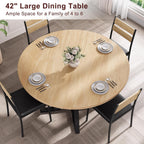 Jocoevol Round Dining Table,Kitchen Dining Room Circle Dinner Pedestal Table,Space Saving Wood Kitchen & Dining Room Furniture (Natual Wood, 42In)
