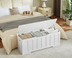VANKILEY 51.2" Storage Chest Extra Large,Wooden Storage Bench,White | Chest with 2 Safety Hinges, 51.2*15.7*19.1inches, Wooden Trunk for Bedroom, Livingroom,Entryway,Easy Assembly.