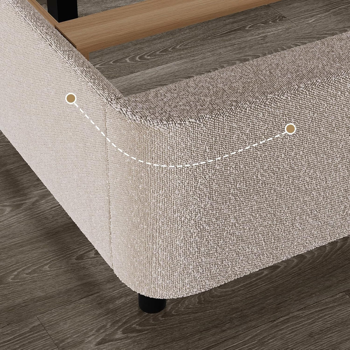 HOMBCK Queen Size Cloud Bed Frame, Cream Plush Boucle Upholstered Platform Bed, Adjustable Padded Headboard, Solid Wood Slat Support, Rounded Corners, Low‑Profile Design, No Box Spring Needed