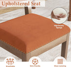 Dining Chairs Set of 2, Mid Century Modern Upholstered Dining Room Chairs, Fabric High Back Kitchen Chairs with Nailhead Trim and Wood Legs for Living Room Kitchen Restaurant, Orange