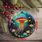 Colorful Ceramic Jellyfish Christmas Ornament, Jellyfish Ornaments for Christmas Tree, Holiday Decorations, Christmas Decor, Gifts for Jellyfish Lovers, Christmas Ornament Gift Ideas