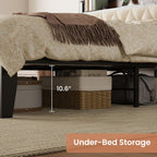 ANCTOR Queen Bed Frame with Headboard & Charging Station,Wood and Cream