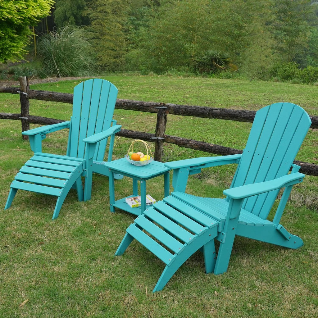 nevilywood HDPE Folding Ottoman - Adirondack Chair Footrest – Weather Resistant, Wood-Grain, Low-Maintenance-, Garden Patio Porch – Black