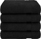 Cotton Paradise 4 Piece Turkish Bath Towels for Bathroom, 100% Cotton Extra Large Soft Plush Towels Bathroom Set, Black
