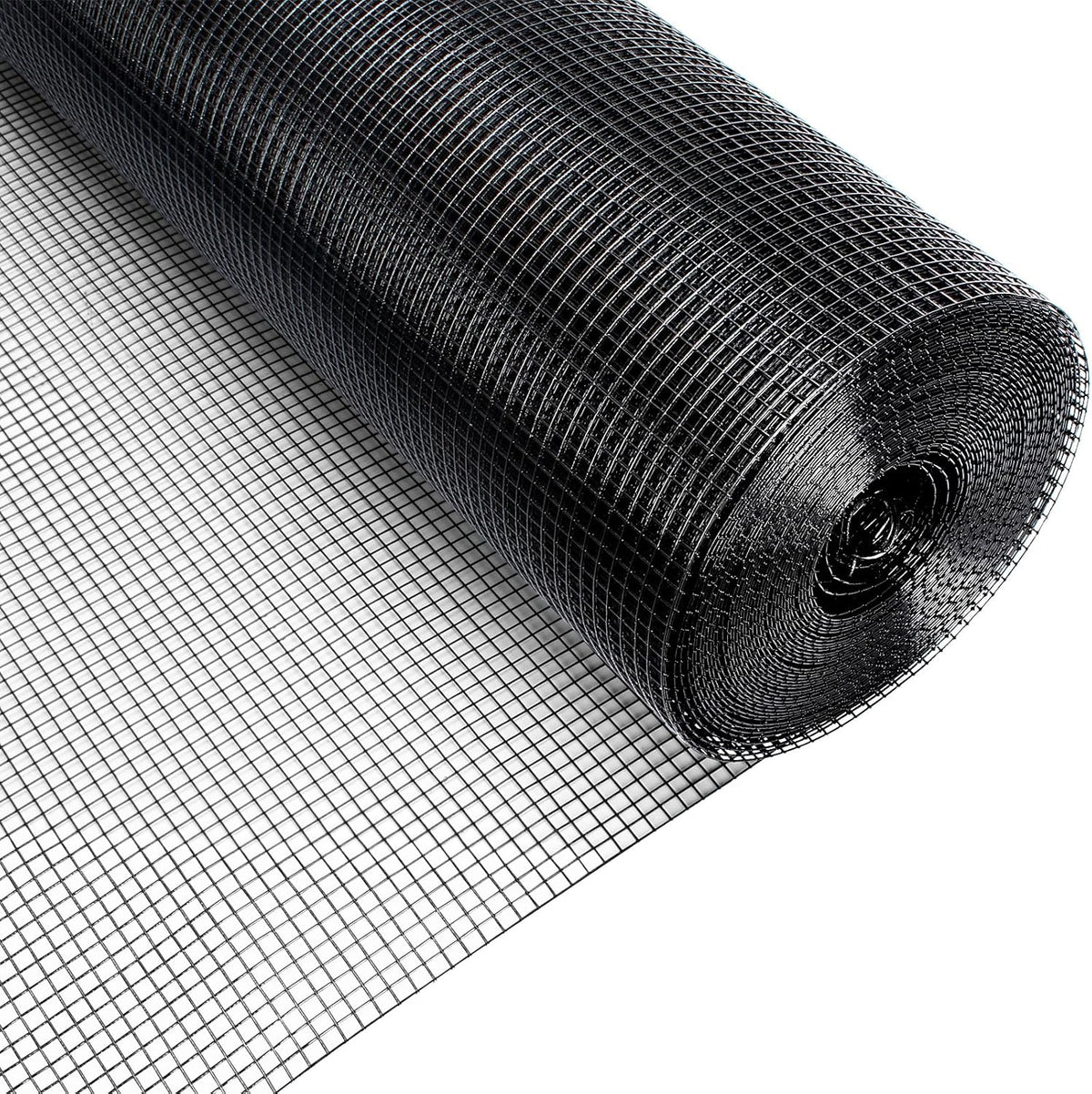 24" x 50' 1/4inch PVC Hardware Cloth Vinyl Coated Chicken Wire Fence Galvanized Welded Mesh Roll for Home Garden Rabbit Cage, Black-PVC