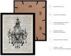 Poster Master Dictionary Art Poster - Antique Chandelier Print - Bird Art - Baroque Art - Gift for Men & Women - Chic Decor for Living Room, Dining Room, Bedroom or Kitchen, 16x20 Black Framed