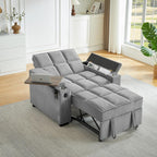 hansones Oversized Recliner Chair for Living Room, Accent Chair with Adjustable Backrest, Deep Seat Reading Chair with Storage, Cup Holders and 360° Swivel Side Table (Light Gray Armchair)