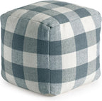 Anji Mountain 20" H x 20" W Handmade Pouf Ottoman for Living Room & Couch | Soft & Fluffy Ottoman Pouf, Lightweight, Decorative Floor Pouf Seating for Bedroom & Home Décor Accent, Sea Mist