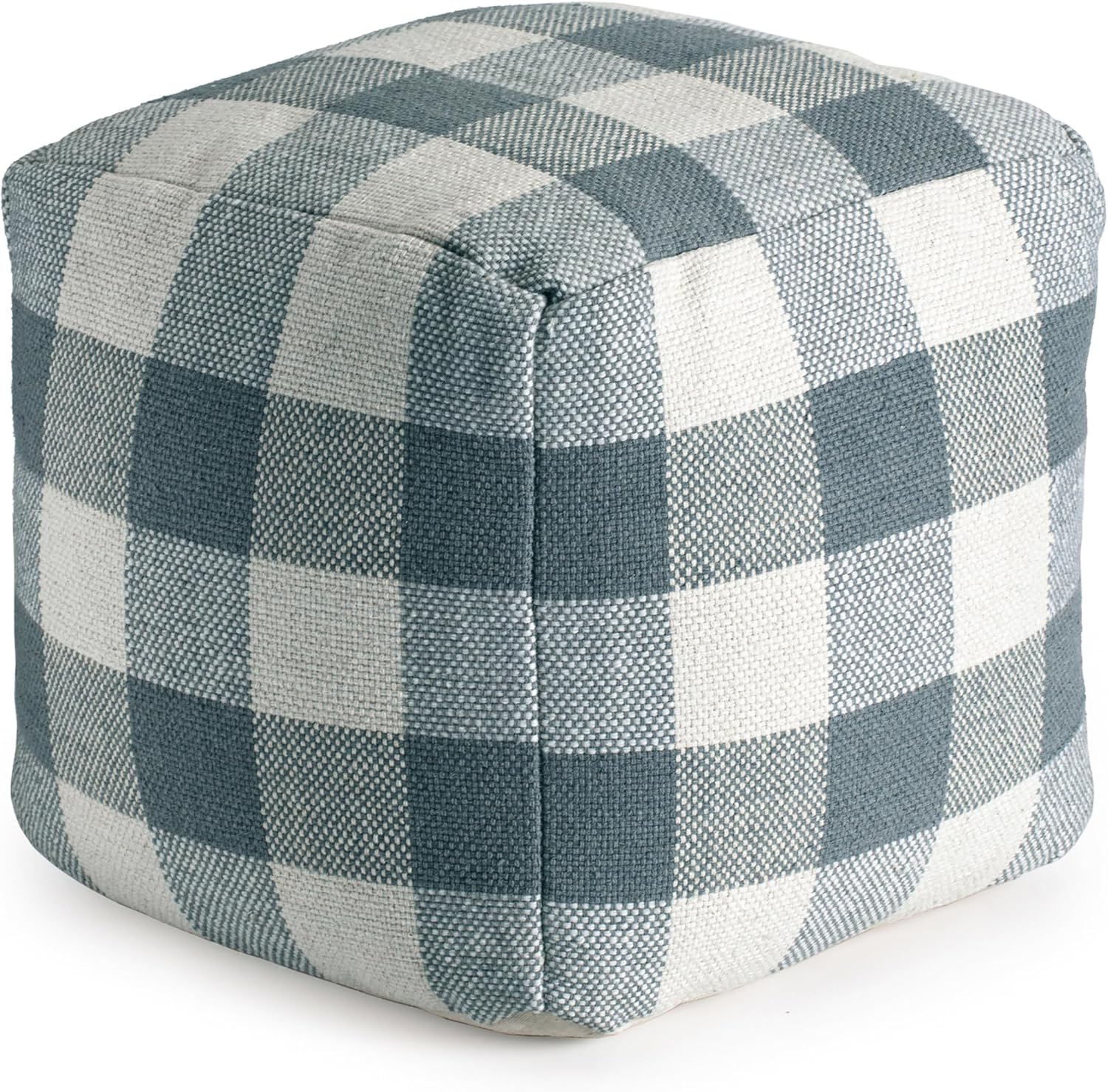 Anji Mountain 20" H x 20" W Handmade Pouf Ottoman for Living Room & Couch | Soft & Fluffy Ottoman Pouf, Lightweight, Decorative Floor Pouf Seating for Bedroom & Home Décor Accent, Sea Mist