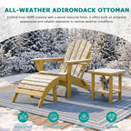 PLUUV Folding Adirondack Ottoman Footrest, All-Weather HDPE Outdoor Footstool for Adirondack Chair, Foldable Ottoman for Patio Backyard Pool Deck, Yellow