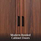 Best Choice Products 72" Tall Arched Pantry Cabinet w/Reeded Doors, 5-Tier Bookshelf, Armoire, Hutch, Bookcase, Storage Cabinet w/Adjustable Shelves, for Dining Room and Livingroom - Walnut