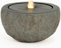 Sunnydaze Outdoor Water Fountain with LED Light - Polystone Round Bowl Bubbler Water Feature with Pump - 9.5" H - for Patio, Garden, Deck, Relaxation and Stress Relief - Gray