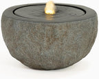Sunnydaze Outdoor Water Fountain with LED Light - Polystone Round Bowl Bubbler Water Feature with Pump - 9.5" H - for Patio, Garden, Deck, Relaxation and Stress Relief - Gray