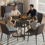 Bigbiglife 43.3" Dining Table for 4, Round Kitchen Table with Storage, Space Saving Circle Dinner Table, Farmhouse Kitchen & Dining Room Tables with Metal Legs for Dining Room (Black)