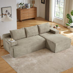 Cloud Sectional Couch, 97 Inch Modern Modular Sectional Sofa with Deep Seat, Corduroy Couches with L-Shape Right Chaise for Living Room Bedroom, No Assembly Required(Camel)