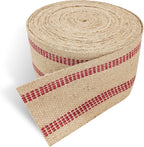 AK TRADING CO. Natural Jute Webbing (Burlap) 3.5 Inches X 72 Yards - Natural with Red Stripes for Reupholstering Couches, DIY Crafts, Bagels Boards and More
