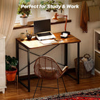 Huuger Folding Desk for Small Spaces, 31.5 Inch Foldable Computer Table | Easy Assembly, Small Writing Work Office Computer Desk, for Home Office, Study, Bedroom, Dorm, Space Saving, Rustic Brown