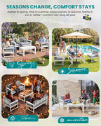 SERWALL HDPE Outdoor Loveseat with Cushions, All Weather Use Outdoor Loveseat Sofa, White Frame/Grey Cushion