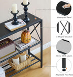 Hoctieon Industrial Console Table, 3 Tier Entryway Table, Hallway Table, Narrow Sofa Table with Shelves, Entrance Table for Entryway, Living Room, Foyer, Hallway, Office, Black