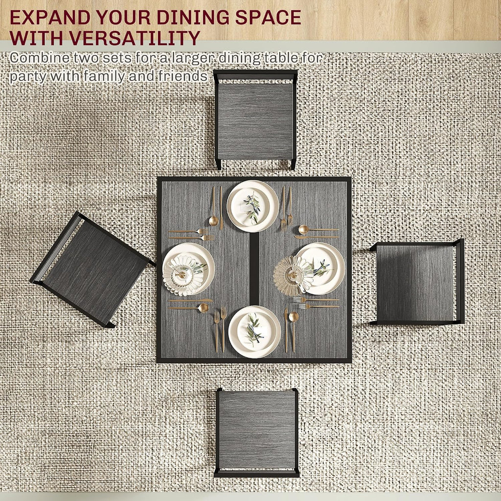HOMCOM Dining Table Set for 2 for Small Space Room Grey | Kitchen Table and Chairs, Industrial Dining Set, Breakfast Nook