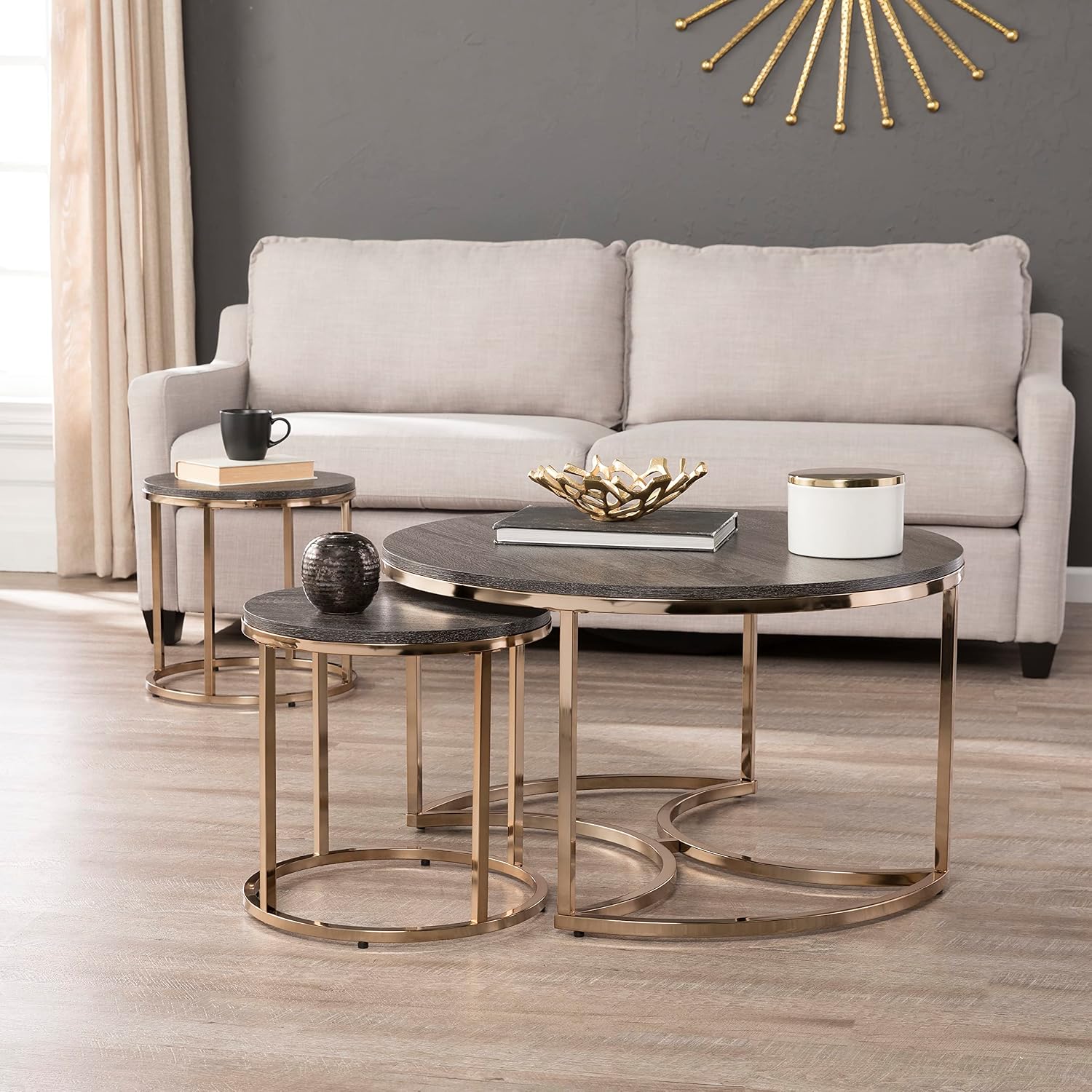 Round Nesting Coffee Tables 3pc Set