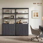 SICOTAS 71" Tall Book Shelf with Doors 5 Tier Bookshelf Bookcase