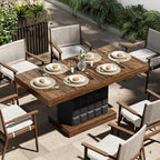 LITTLE TREE 63" Modern Dining Table, Rectangular Dinner Table for 4-6, Farmhouse Kitchen Table, Sturdy Wood Pedestal Base for Kitchen/Dining Room, Rustic Brown & Black