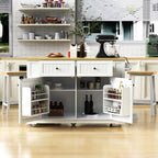 48" Kitchen Island with Drop Leaf, Power Outlet and Wheels | Drop Leaf Extension, Built-In Power Outlet, Rolling Wheels, 48 Inch Width, Kitchen Storage