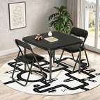 Folding Table and Chair Set of 3 Fold-Flat Design No Assembly PU Padded | 3-Piece PU Padded No Assembly PU Padded Comfort – A Perfect Space-Saving Activity Set for Kids Ages 2-8