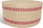 AK TRADING CO. Natural Jute Webbing (Burlap) 3.5 Inches X 72 Yards - Natural with Red Stripes for Reupholstering Couches, DIY Crafts, Bagels Boards and More