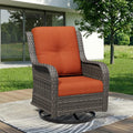 Outdoor Swivel Rocker Patio Chair - Outdoor Wicker Patio Furniture with Thickened Olefin Cushions, High Back and Deep Seating, Hand-Woven PE Rattan for Porch, Deck, Balcony, Orange