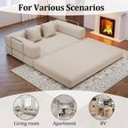 59.0 Inch Convertible Sofa Bed, 4-in-1Futon Sofas Bed Pull Out Sleeper Couch, Modern Deep Seat Sofa for Living Room, Corduroy Couches for Bedroom, Apartment, No Assembly Beige, 2 Seat