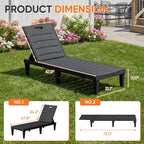 Homall Patio Chaise Lounge Chairs Set of 2, Outdoor Lightweight Lounge Chairs, 5 Position Adjustments Backrest for Outside Pool, Garden, Patio and Beach, Black