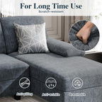 Sectional Couches for Living Room, U Shaped Couch 4 Seat Sectional Sofa with Chaise and Armrests, Comfortable Fabric Sofa for Apartment (Grey)