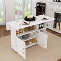 Multi-Functional Folding Dining Table Kitchen Island with Storage Shelves and Wheels, Space Saving Dining Tables Compact Desk for Dining Room, Kitchen, Dorm, Office (White)