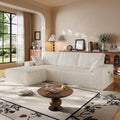 108" Modular Sectional Cloud Cream Couch for Living Room Deep Seat L Shapes Couch with Oversized Chaise Lounge, Comfy Memory Foam Flannel Fabric Sofa for Bedroom Apartment