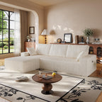 108" Modular Sectional Cloud Cream Couch for Living Room Deep Seat L Shapes Couch with Oversized Chaise Lounge, Comfy Memory Foam Flannel Fabric Sofa for Bedroom Apartment