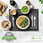 Ecovita 100% Compostable Spoons - 140 Large Disposable Utensils (6.3 in.) Eco Friendly Durable and Heat Resistant Alternative to Plastic Spoons with Convenient Tray