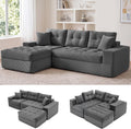 100" L Shaped Cloud Couch with Ottoman, Couches for Living Room | Modular Sectional Sofa, Upholstered Cloud Sofa with Layered Cushion, Dark Grey Sectional Couch, No Assembly