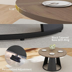 HIPIHOM 47.2” Round Dining Table Set for 4 Modern Wood Table with 4 Upholstered Chairs, Metal Pedestal Base, Space-Saving Kitchen & Dining Furniture for Small Apartments and Compact Spaces
