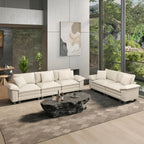 HERA'S HOUSE 2 Pieces Modular Loveseat Couch & 3-Seat Sectional Sofa Set | Modern 5-Seater Cloud Sofa Set , White, Wider Armrest, Comfy Deep Seat, Soft Chenille Furniture Set for Living Room