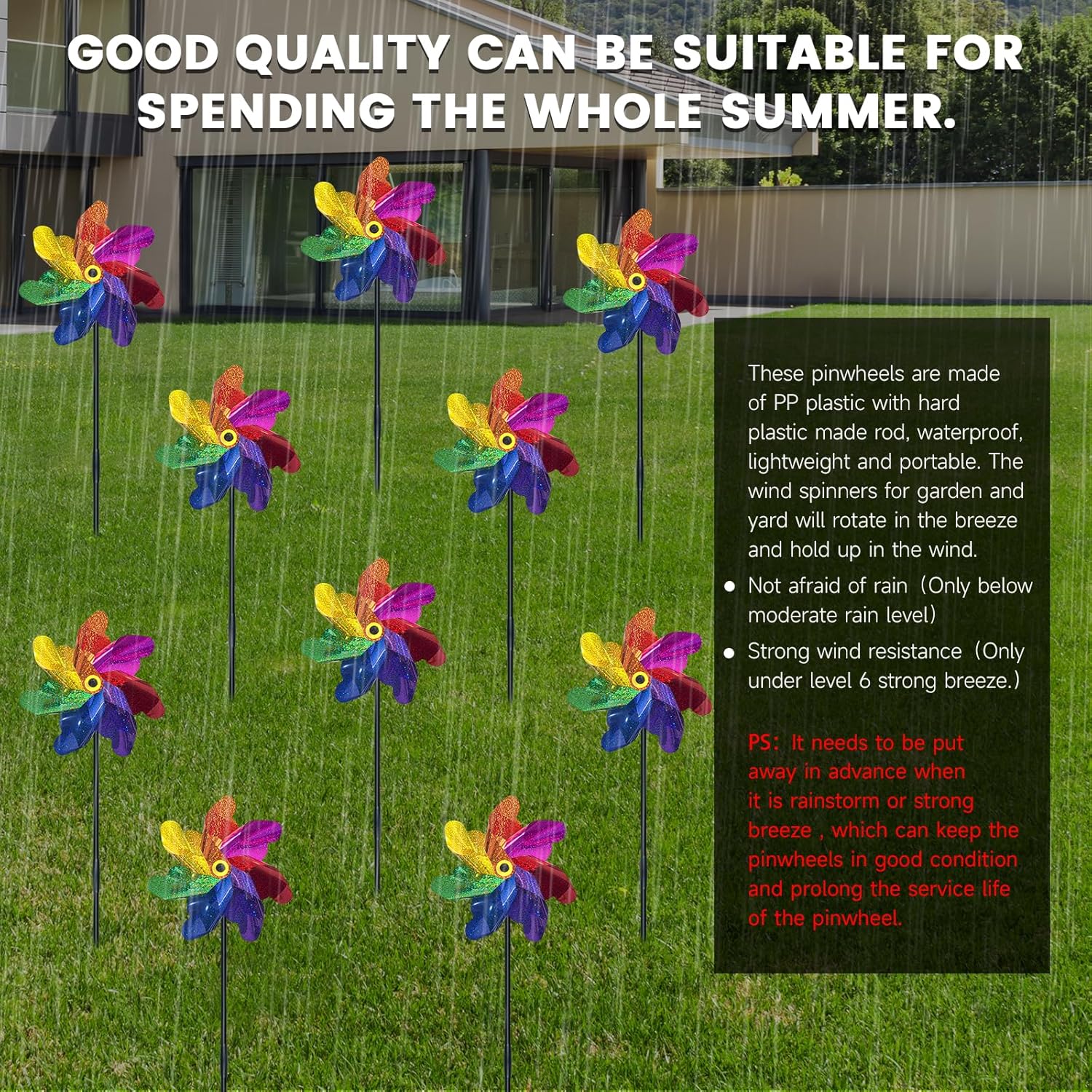 10 PCS Reflective Pinwheels for Yard and Garden Bird Devices Pre-Installed Sparkly Wind Spinner Deterrent to Scare Birds Away from Yard Patio Farm (Multicolor-2)
