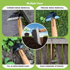 AON All-Purpose Japanese Weeding Sickle & Razor Hand Hoe, Forged Steel Weed Puller Tool with Sharp Edge & 4-Tine for Digging, Weeding, Uprooting in Vegetable Gardening, Backyard or Raised Garden Beds