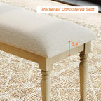 WAMPAT Farmhouse Dining Bench with Solid Wood Legs for Dining Room, Oak | Kitchen Benches with Padded Seat, Upholstered End of Bed Bench for Bedroom, Wooden Entryway Benches for Hallway, 52 Inch