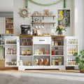 Gizoon 45" Kitchen Sideboard Buffet Cabinet with Storage Coffee Bar Cabinet with Drawer, Kitchen Pantry Storage with Door and Shelves for Bathroom and Living Room, White and Rustic