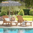 LUE BONA Outdoor Chaise Lounge, 5‑Position, 2‑Pack, Teak Color