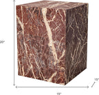 HomeRoots 20" Red Marble Square Block End Table